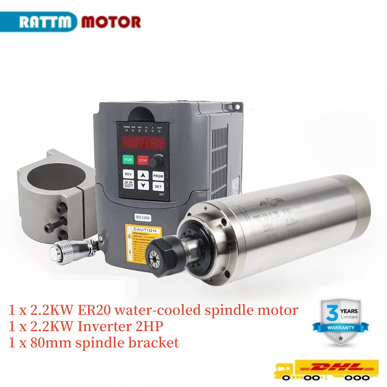 2.2Kw Water Cooled Spindle Kit Vfd - 2.2KW 110V veya 220V 8A GDZ-80-2.2