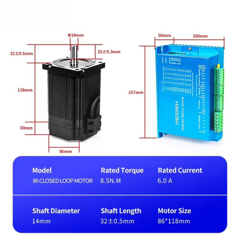 Hybrid Servo Driver Nema 34 8.5Nm - NEMA 34 Kapalı Döngü Hibrit Servo