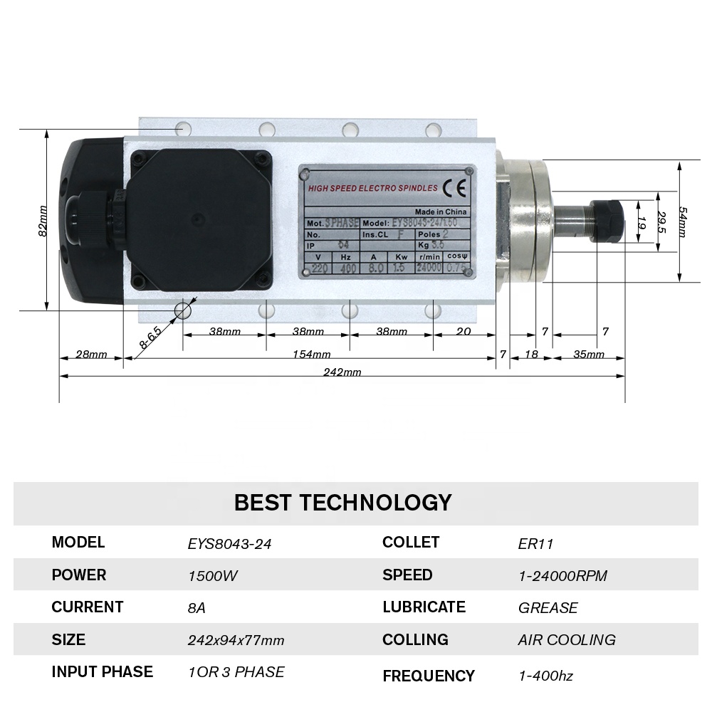1.5kw Flaş Hava Soğutmalı Spin - Air Cooled 1.5Kw Spindle Motor Inverter 110V incelemesi ve fiyatı