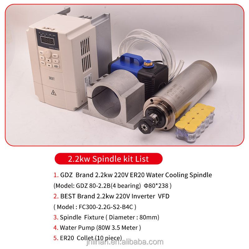 GDZ 2.2KW 220V Su Soğutmalı CN - 2.2Kw Water Cooled Spindle Kit Vfd incelemesi ve fiyatı