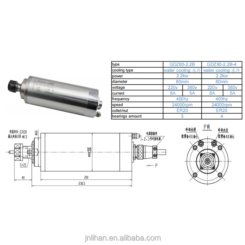 GDZ 2.2KW 220V Su Soğutmalı CN - 2.2Kw Water Cooled Spindle Kit Vfd incelemesi ve fiyatı